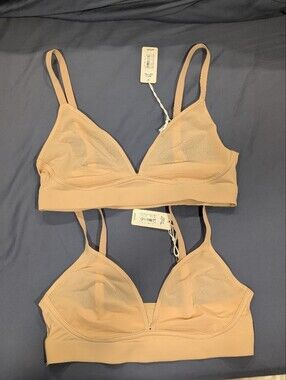 aerie Nude Mesh Bralette Duo - Light Beige
